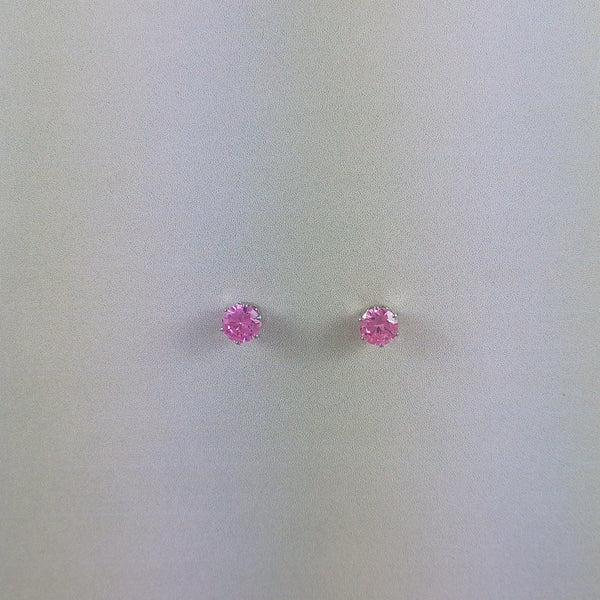 BRINCO PONTO DE ZIRCONIA 6MM  - RODIO