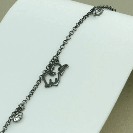 PULSEIRA COM ELEFANTINHO E PONTOS DE LUZ FOLHEADA COM RÓDIO