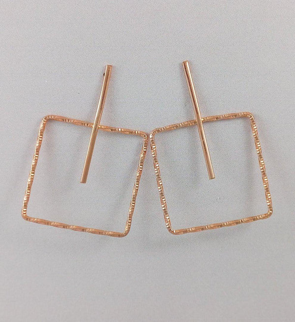 BRINCO EM FORMATO QUADRADO - OURO ROSÉ - Donna Jóias Folheadas